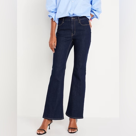 NWOT Old Navy High Waisted Wow Flare Jeans - Size 10, Dark Wash - Picture 2 of 14